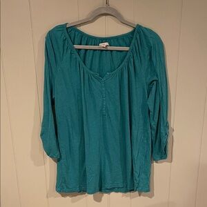 Teal Women's Henley Top Size Large
